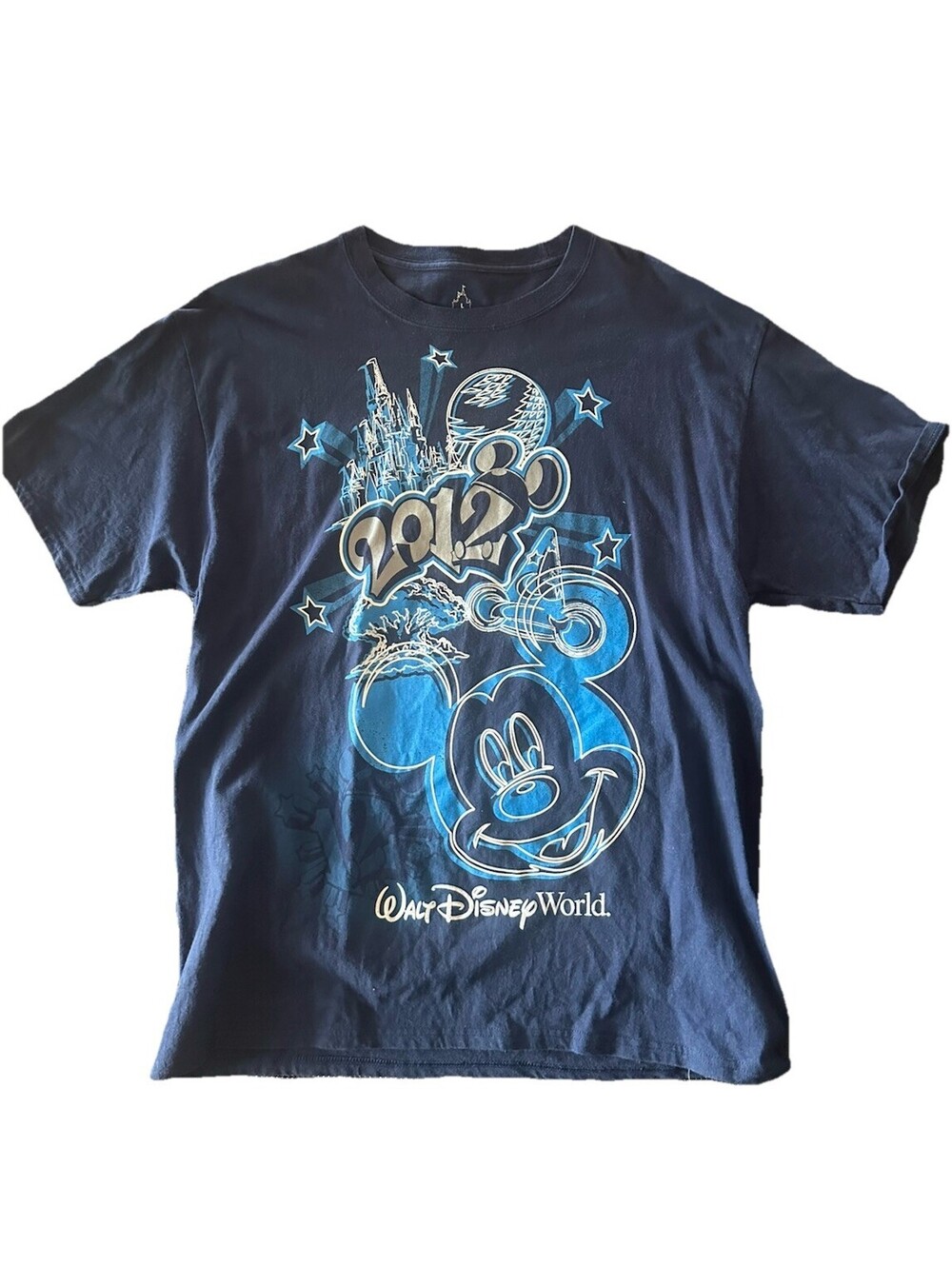 Walt Disney World Mickey Mouse Graphic T Shirt Adult Large Blue Theme Park Tee